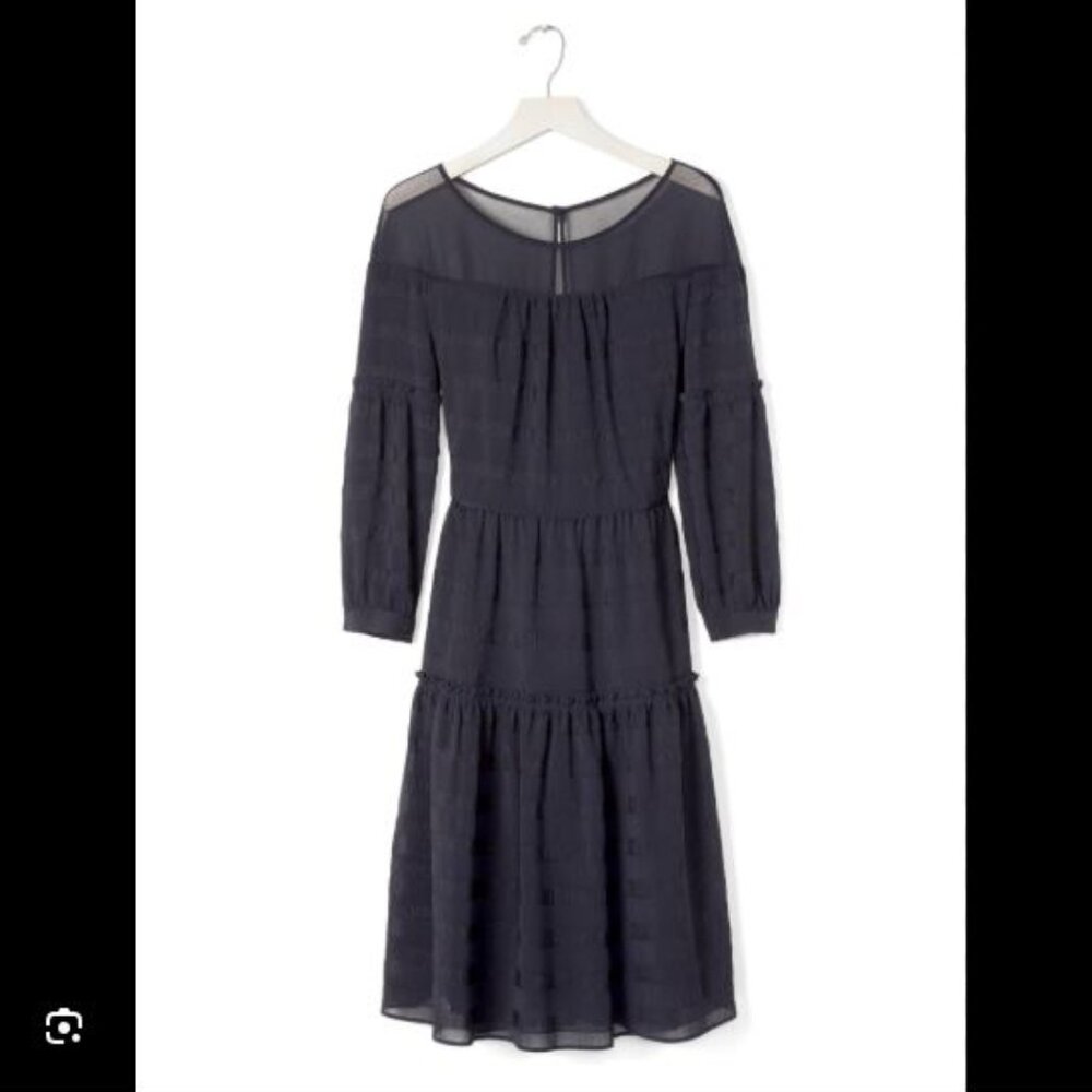 Banana Republic Tiered Ruffle Dress in Navy